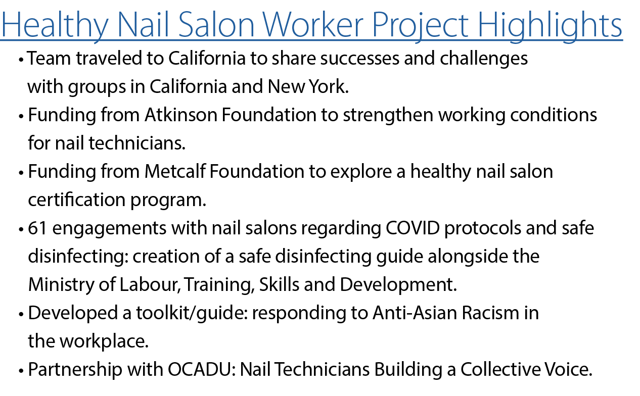 Healthy Nail Salon Worker Project Highlights • Team traveled to California to share successes and challenges with...