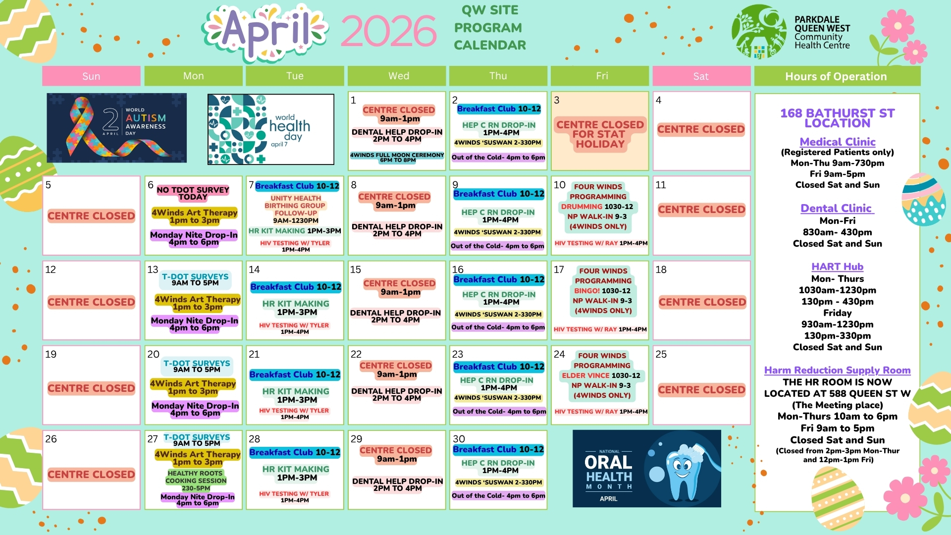 Queen West Program Calendar March