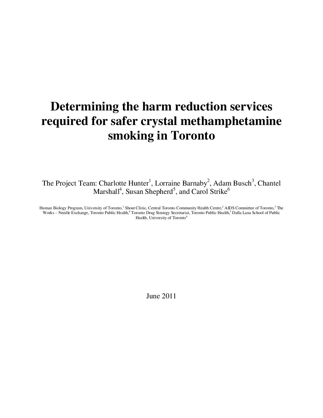 Crystal meth community consultation final report 2011