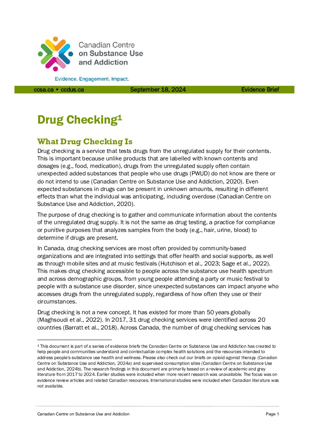 Drug Checking — Evidence Brief