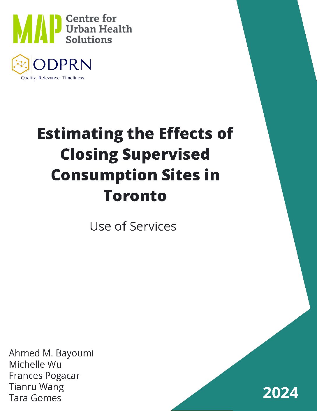 Estimating the Eﬀects of Closing Supervised Consumption Sites in Toronto — Use of Services