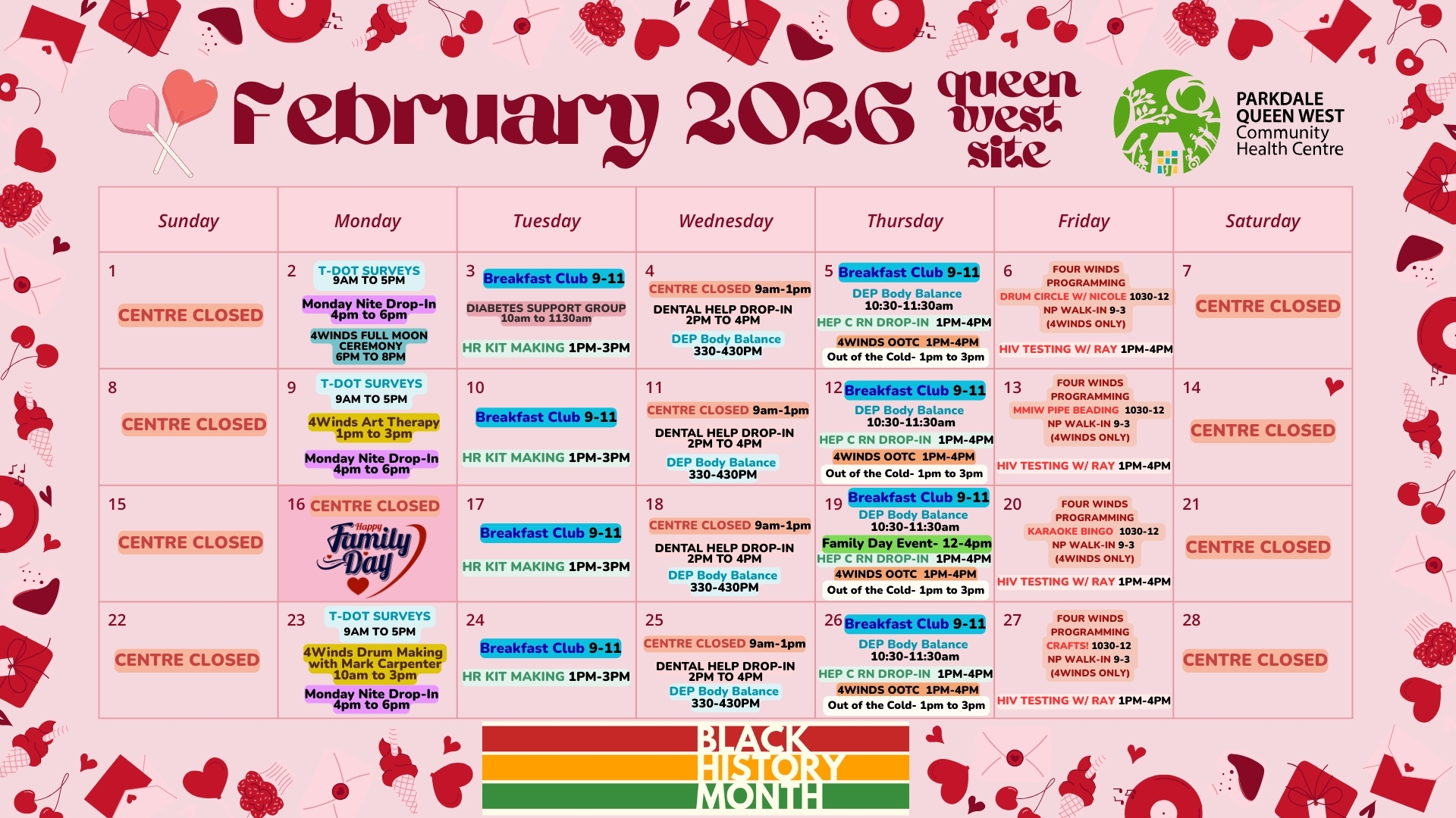 Queen West Program Calendar February