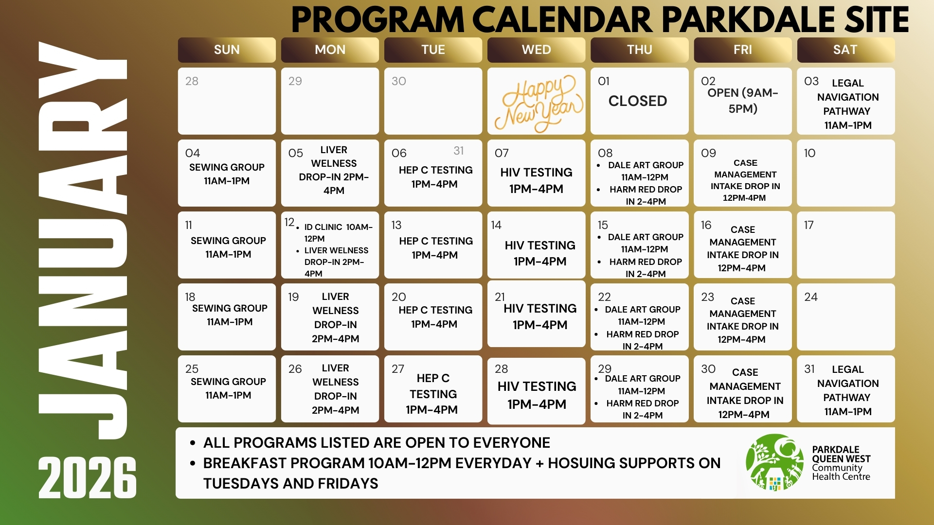 Parkdale Program Calendar December 2025