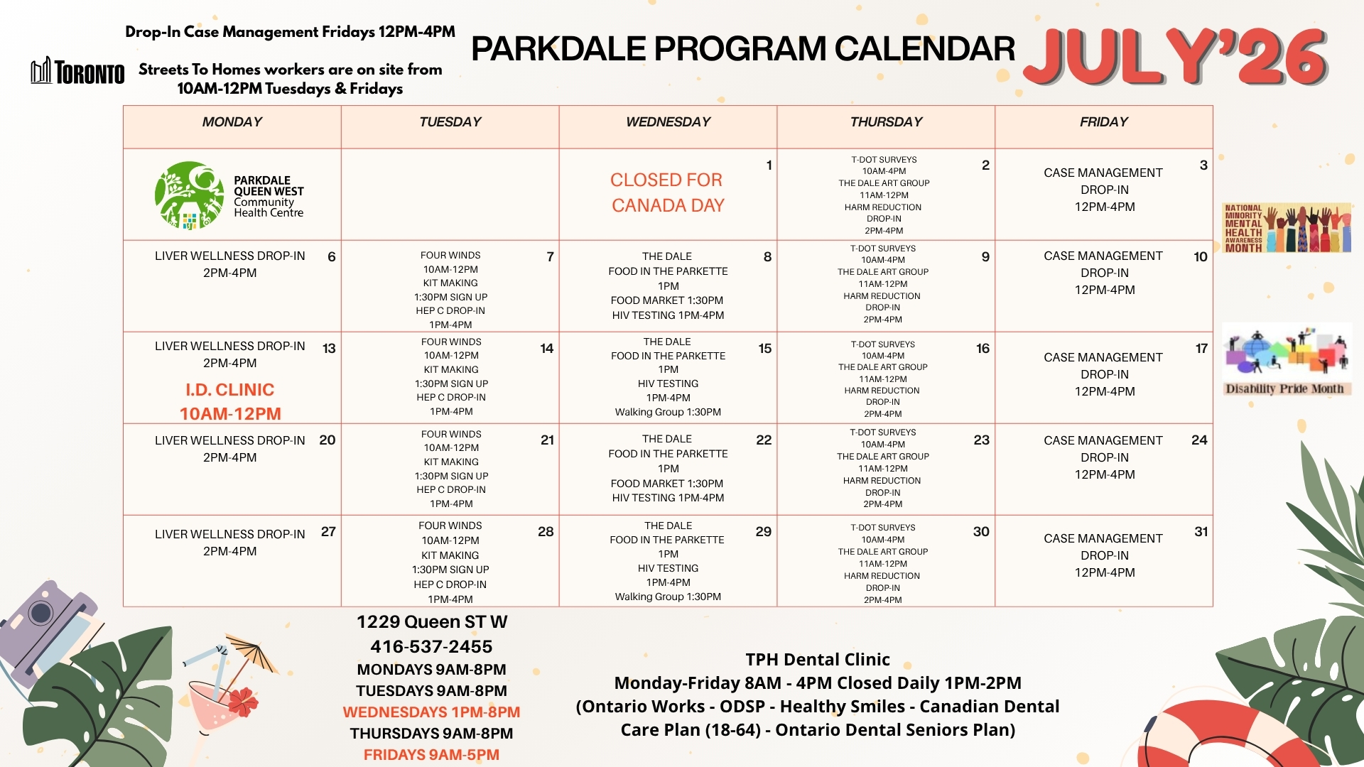 Parkdale Program Calendar July 2026