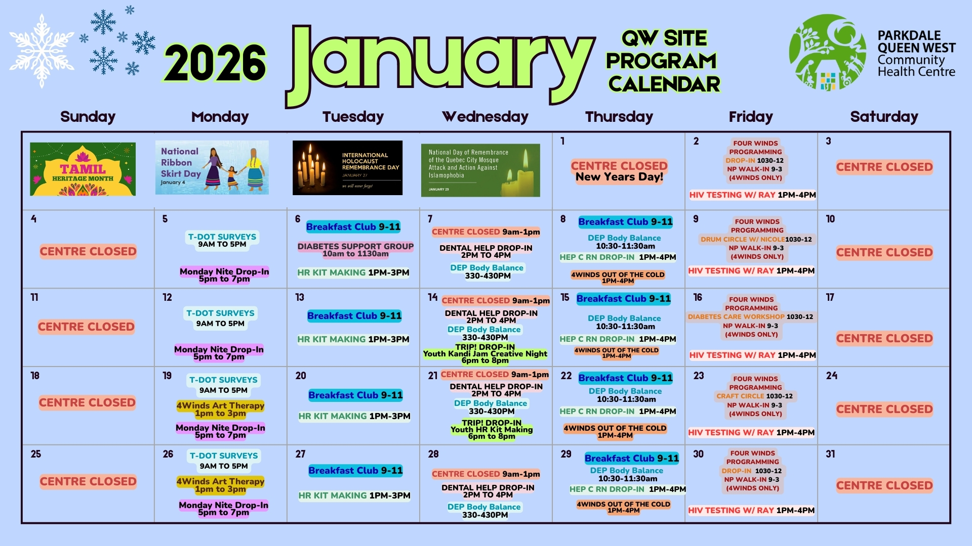 Queen West Program Calendar