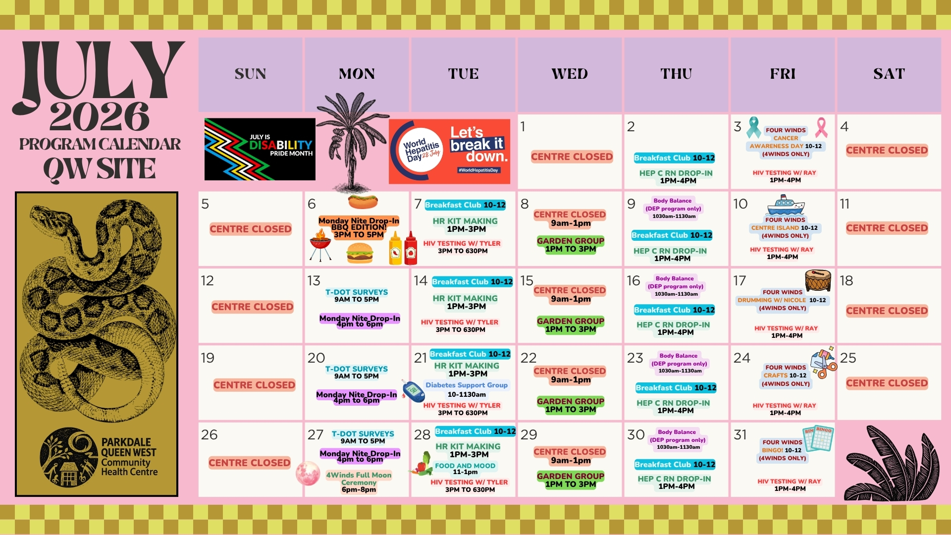 Queen West Program Calendar July 2026