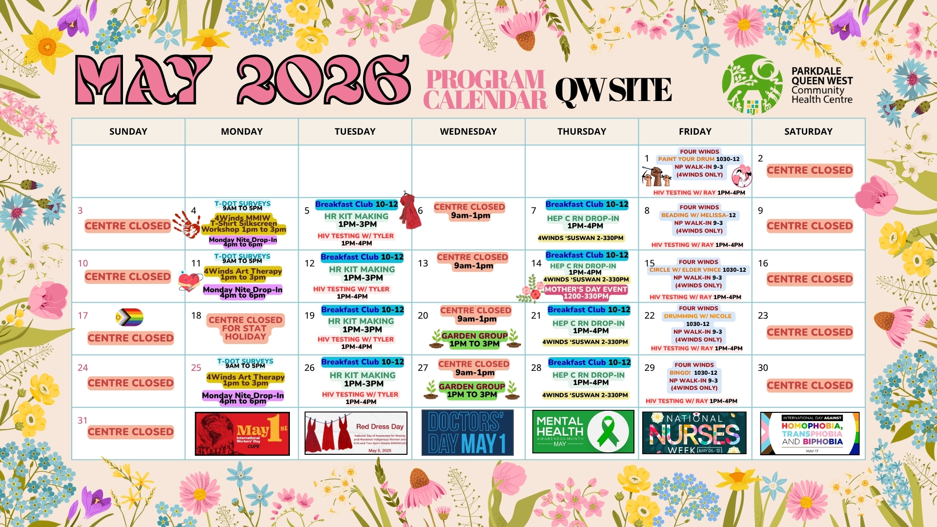 Queen West Program Calendar