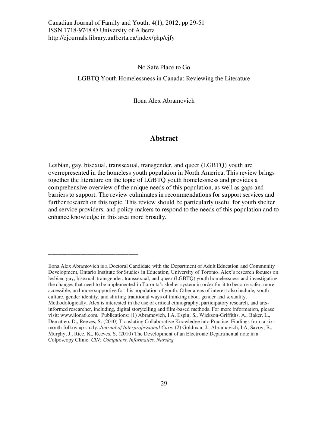 No Safe Place to Go LGBTQ Youth Homelessness in Canada 2012