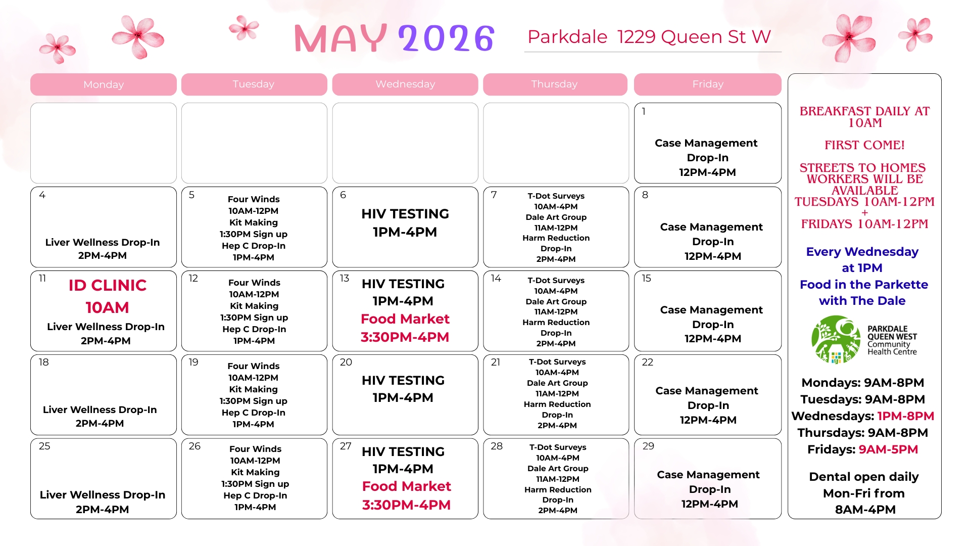 Parkdale Program Calendar