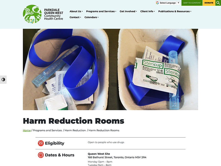 Harm Reduction Rooms (Parkdale and Queen West Sites)